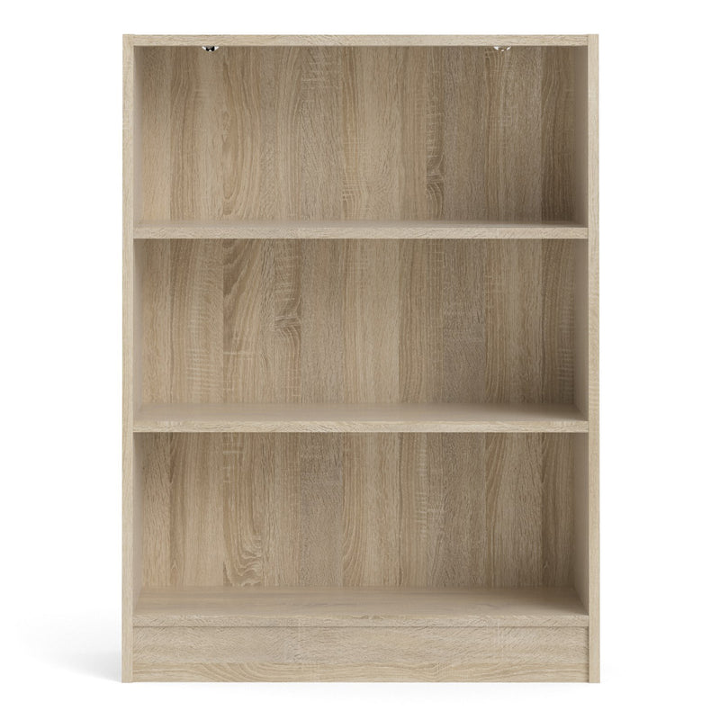 Basic Low Wide Bookcase (2 Shelves) – Oak – image 2