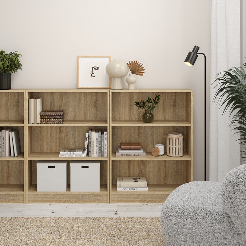 Basic Low Wide Bookcase (2 Shelves) – Oak – image 5