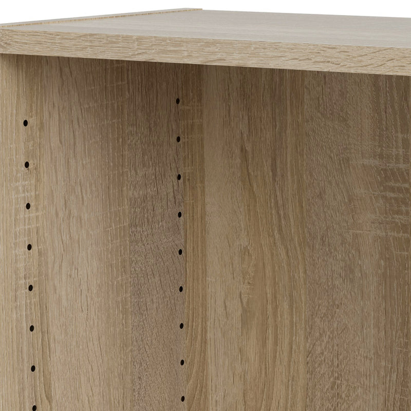 Basic Low Wide Display Cabinet in Oak (2 Shelves) with 2 Glass Doors in White – image 5