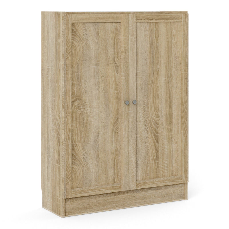 Basic Low Wide Storage Cabinet in Oak (2 Shelves) with 2 Oak Doos – image 1