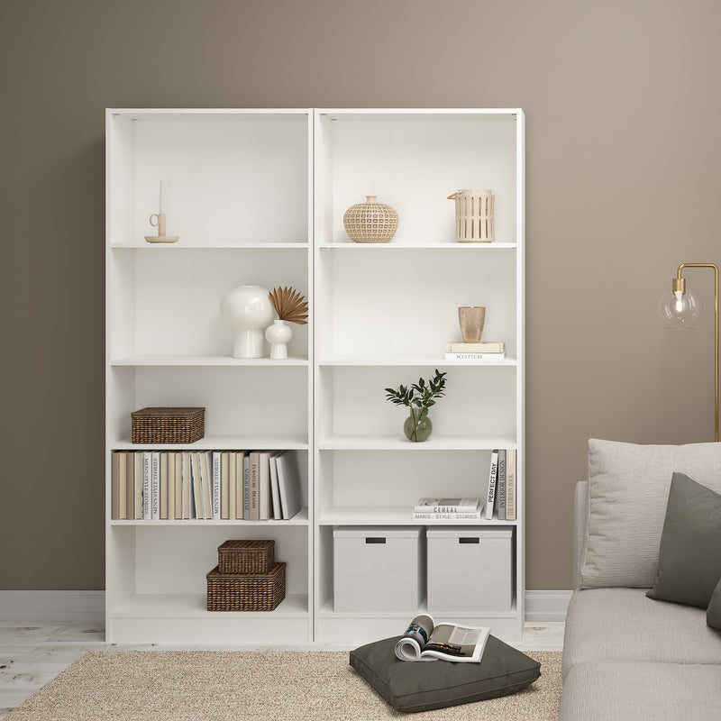 Basic Tall Wide Bookcase (4 Shelves) – White – image 6