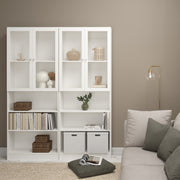Basic Tall Wide Display Cabinet in Oak (4 Shelves) with 2 Glass Oak Doors – White – image 4