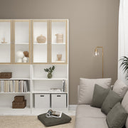 Basic Tall Wide Display Cabinet in White (4 Shelves) with 2 Glass Oak Doors – image 4