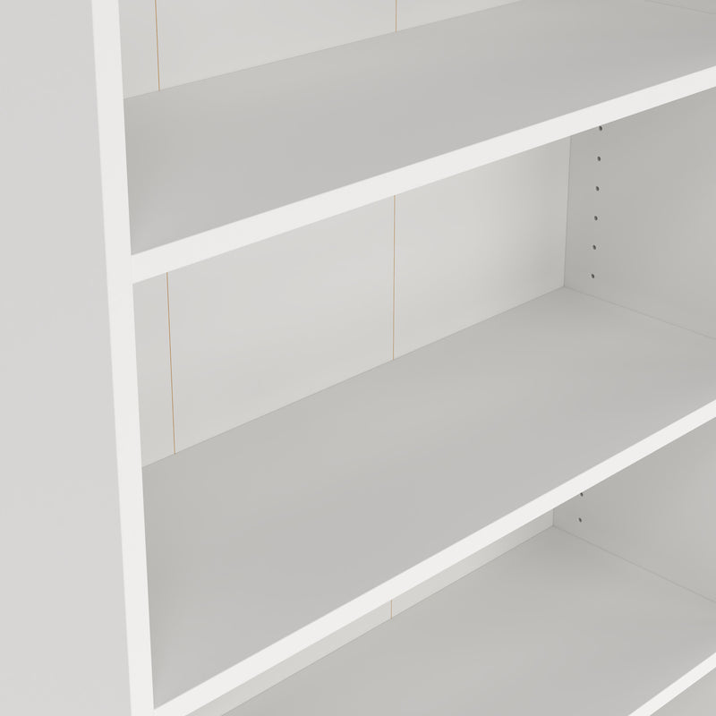 Basic Tall Wide Display Cabinet in White (4 Shelves) with 2 Glass Oak Doors – image 5