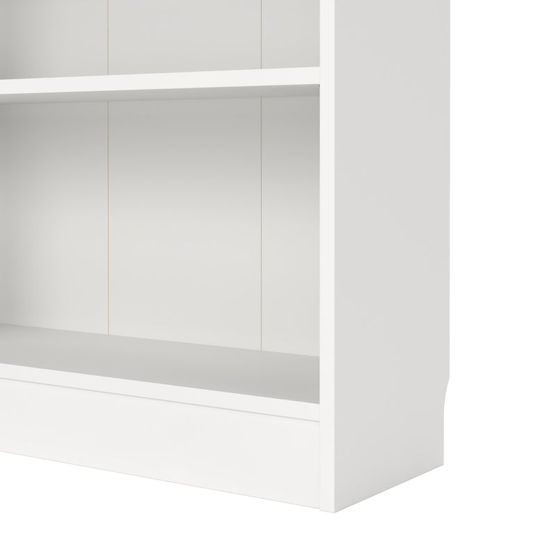 Basic Tall Wide Display Cabinet in White (4 Shelves) with 2 Glass Oak Doors – image 7