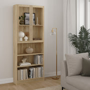 Basic Tall Wide Display Cabinet in Oak (4 Shelves) with 2 Glass Oak Doors – Oak – image 3