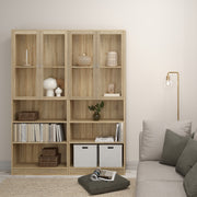 Basic Tall Wide Display Cabinet in Oak (4 Shelves) with 2 Glass Oak Doors – Oak – image 4