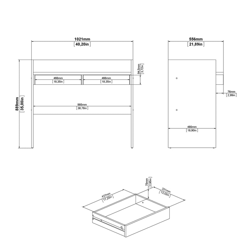 Function Plus Desk 2 Drawers In Jackson – Hickory Oak – image 9