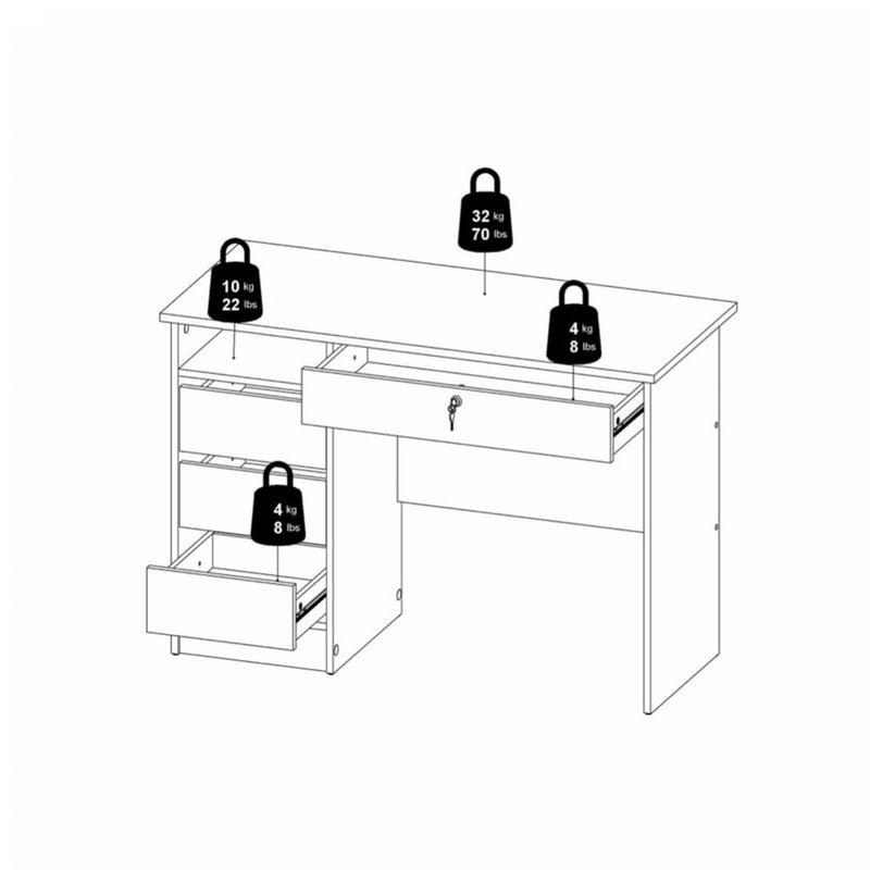 Function Plus 4 Drawer Desk Handleless Drawer in Jackson – White – image 10