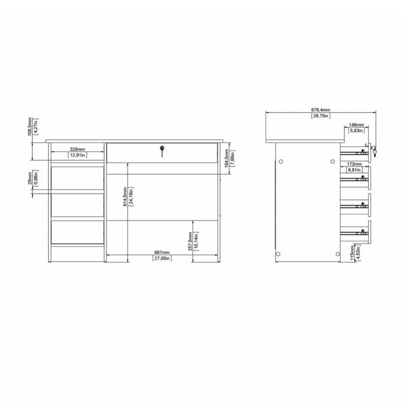 Function Plus 4 Drawer Desk Handleless Drawer in Jackson – White – image 9