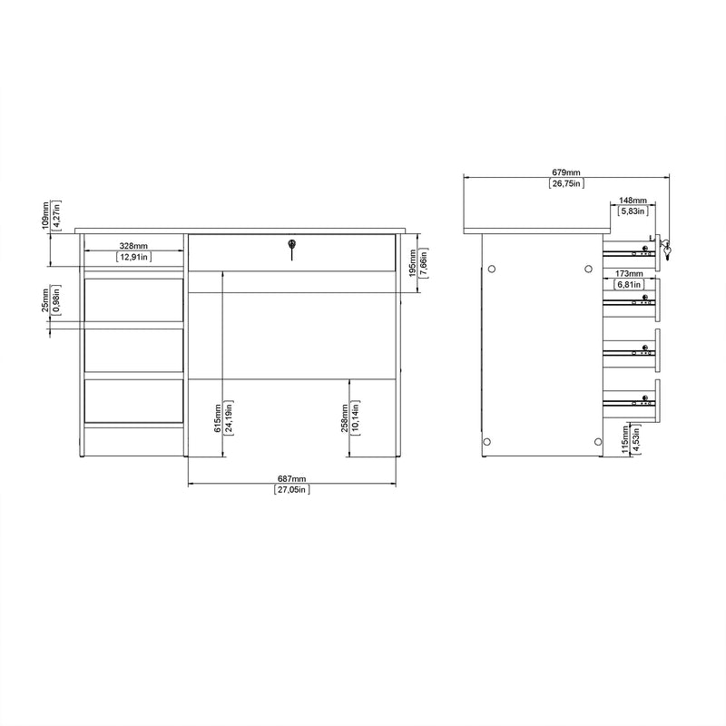 Function Plus 4 Drawer Desk Handleless Drawer in Jackson – Hickory Oak – image 10