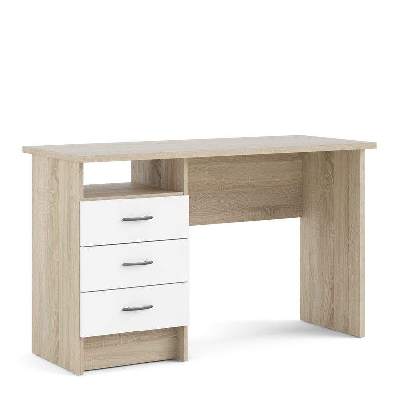 Function Plus Oak Desk 3 White Drawers – image 1