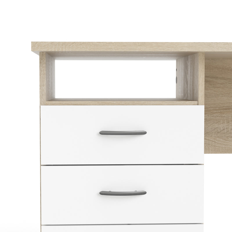Function Plus Oak Desk 3 White Drawers – image 10