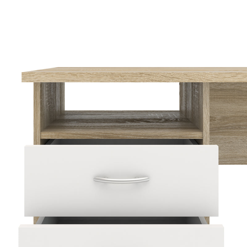 Function Plus Oak Desk 3 White Drawers – image 11