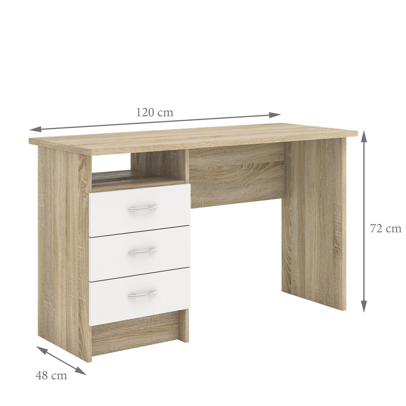 Function Plus Oak Desk 3 White Drawers – image 12