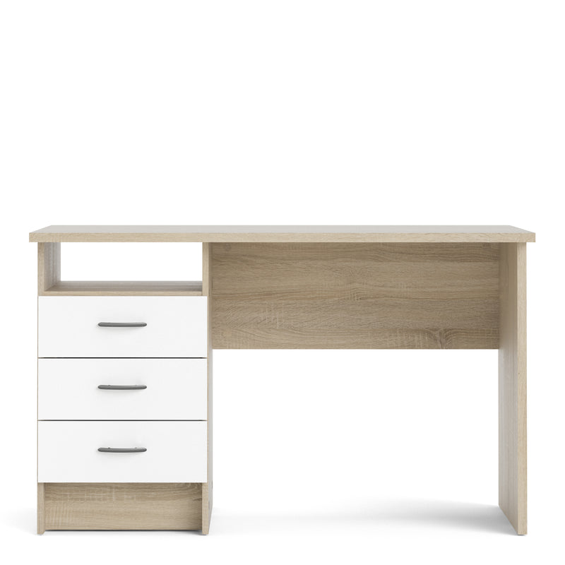 Function Plus Oak Desk 3 White Drawers – image 2