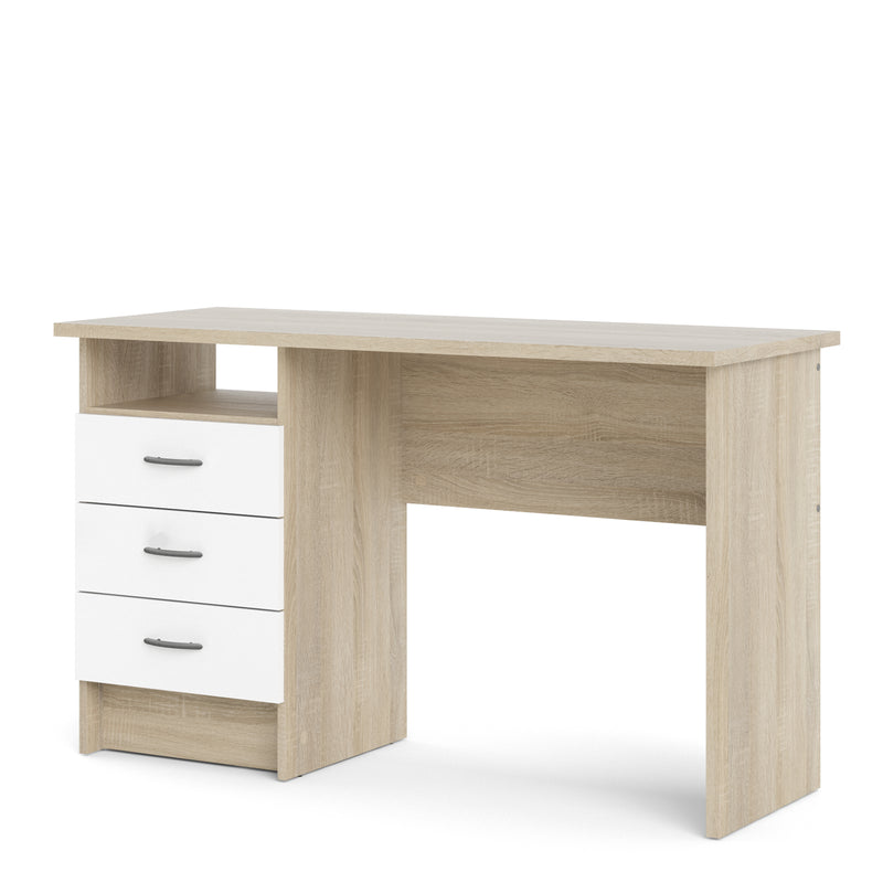 Function Plus Oak Desk 3 White Drawers – image 3