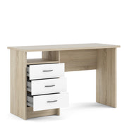 Function Plus Oak Desk 3 White Drawers – image 4