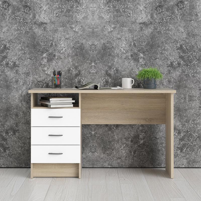Function Plus Oak Desk 3 White Drawers – image 6