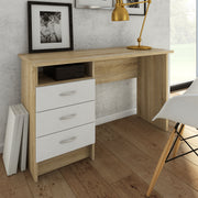 Function Plus Oak Desk 3 White Drawers – image 7