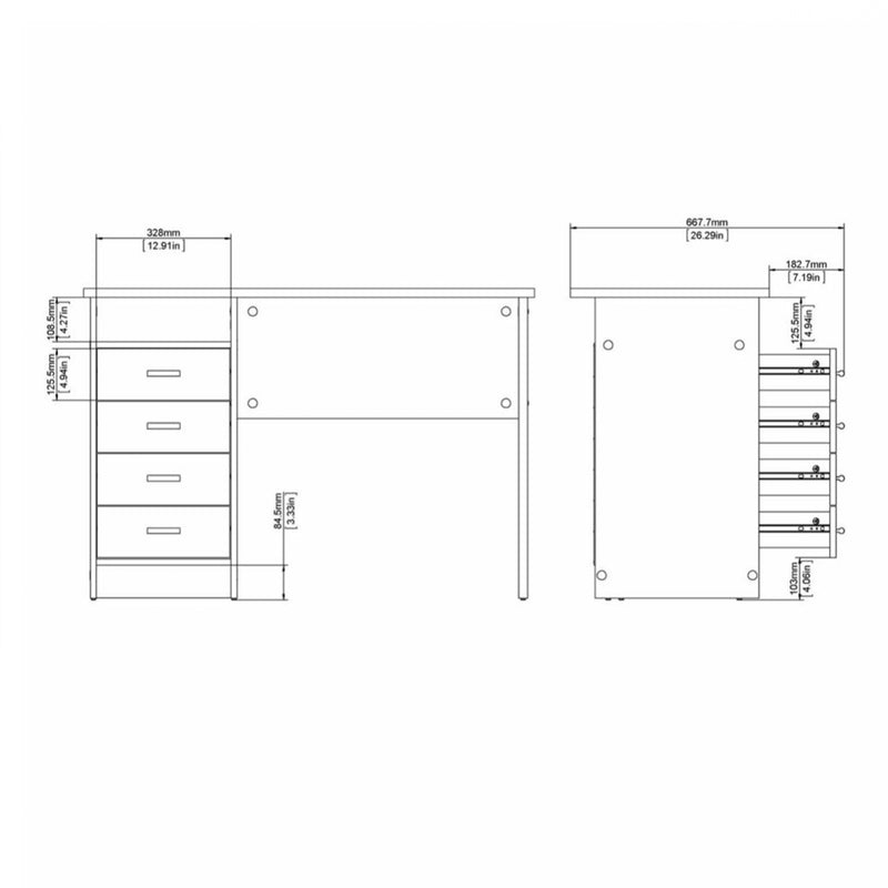 Function Plus 4 Drawer Desk – Oak – image 9