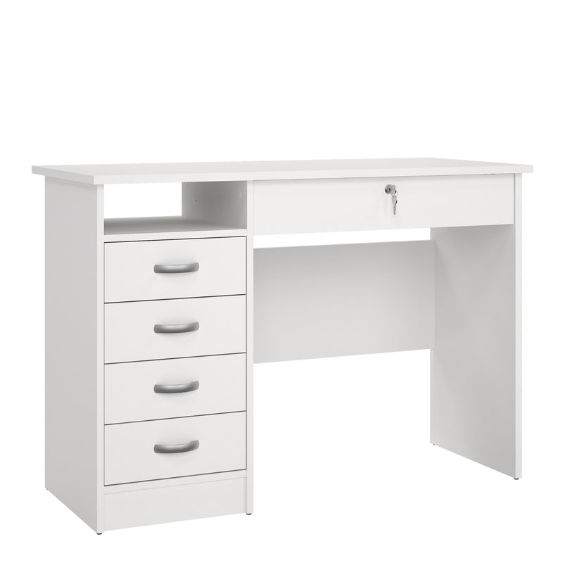 Function Plus Desk 5 Drawers – White – image 1
