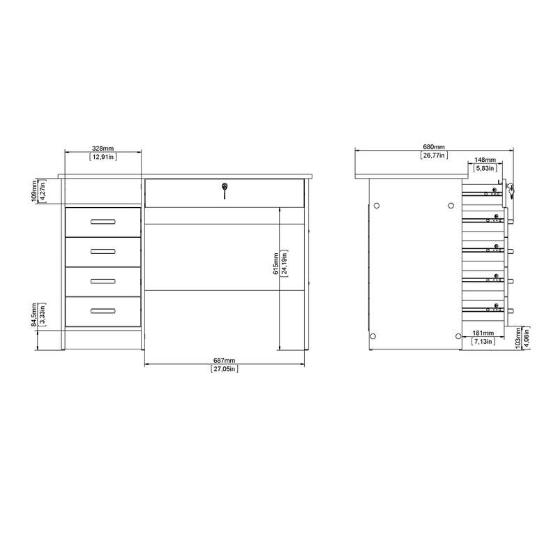 Function Plus Desk 5 Drawers – White – image 10