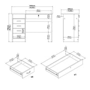 Function Plus Desk 5 Drawers – White – image 9