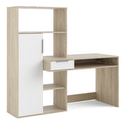 Function Plus Desk Multi Functional Desk with Drawer and 1 Door in White and Oak – image 1