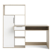 Function Plus Desk Multi Functional Desk with Drawer and 1 Door in White and Oak – image 2