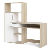 Function Plus Desk Multi Functional Desk with Drawer and 1 Door in White and Oak – image 3