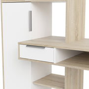 Function Plus Desk Multi Functional Desk with Drawer and 1 Door in White and Oak – image 8
