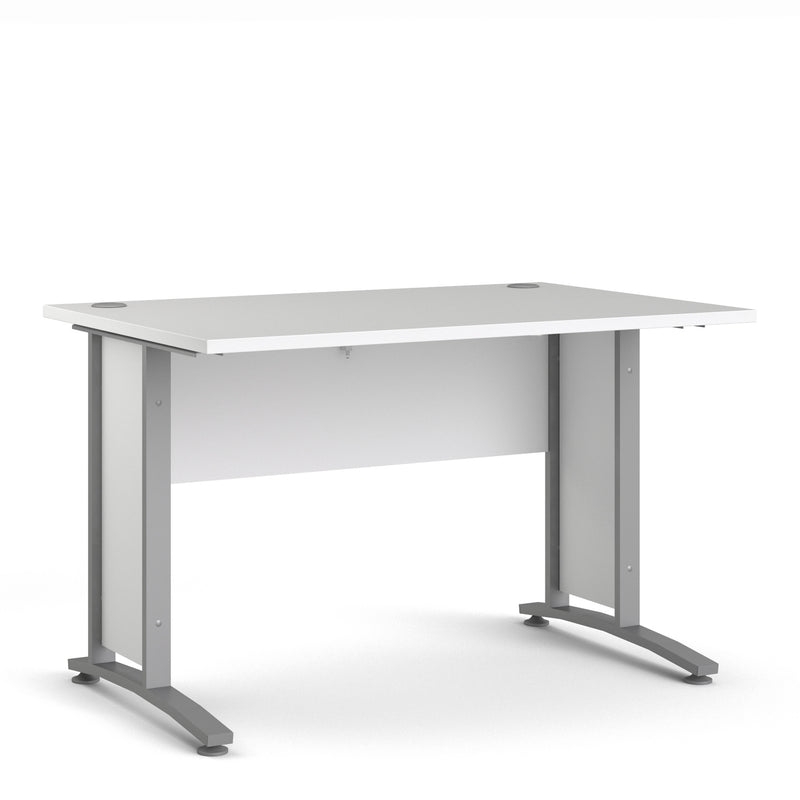 Prima Desk Woodgrain with Steel Legs – White – image 1