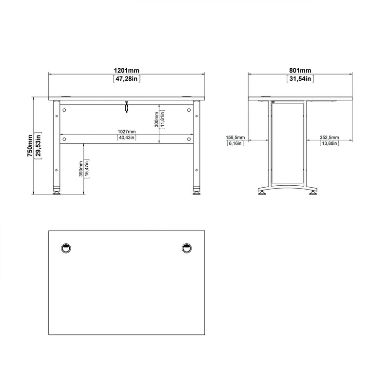 Prima Desk Woodgrain with Steel Legs – White – image 12