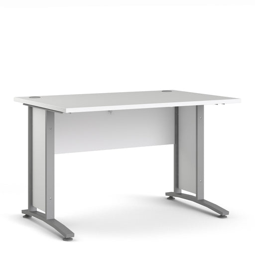 Prima Desk Woodgrain with Steel Legs – White – image 1