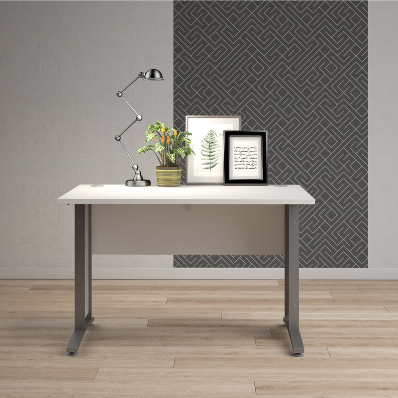 Prima Desk Woodgrain with Steel Legs – White – image 7