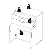 Prima Bookcase 3 Shelves with 2 Drawers 2 Doors – White – image 13