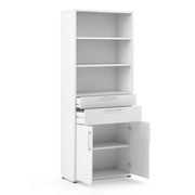 Prima Bookcase 3 Shelves with 2 Drawers 2 Doors – White – image 4