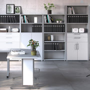 Prima Bookcase 3 Shelves with 2 Drawers 2 Doors – White – image 5