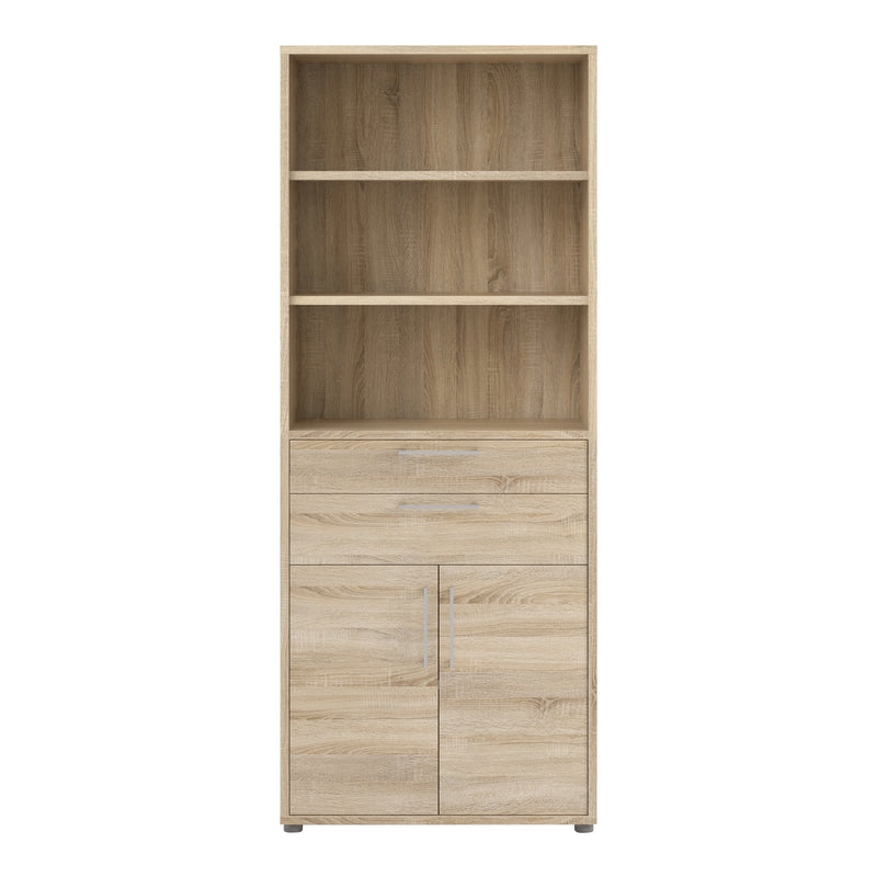 Prima Bookcase 3 Shelves with 2 Drawers 2 Doors – Oak – image 2