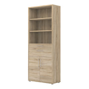 Prima Bookcase 3 Shelves with 2 Drawers 2 Doors – Oak – image 3
