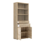 Prima Bookcase 3 Shelves with 2 Drawers 2 Doors – Oak – image 4
