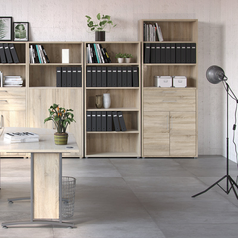 Prima Bookcase 3 Shelves with 2 Drawers 2 Doors – Oak – image 5
