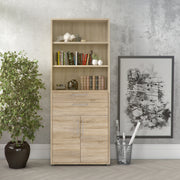 Prima Bookcase 3 Shelves with 2 Drawers 2 Doors – Oak – image 6