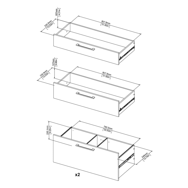 Prima Bookcase 2 Shelves With 2 Drawers 2 File Drawers – image 11