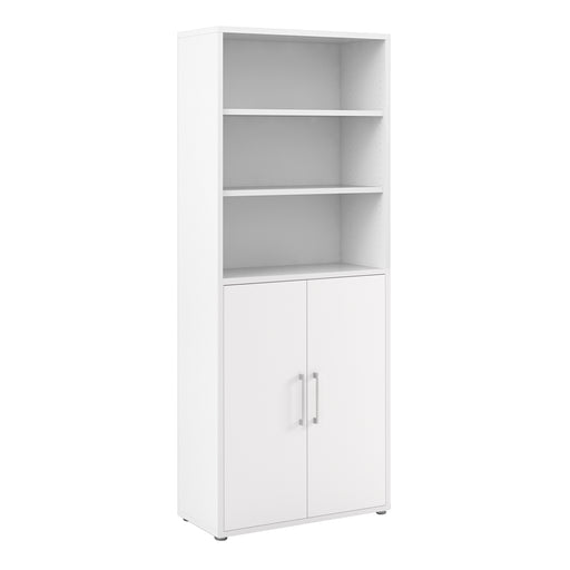 Prima Bookcase 4 Shelves with 2 Doors – White – image 1