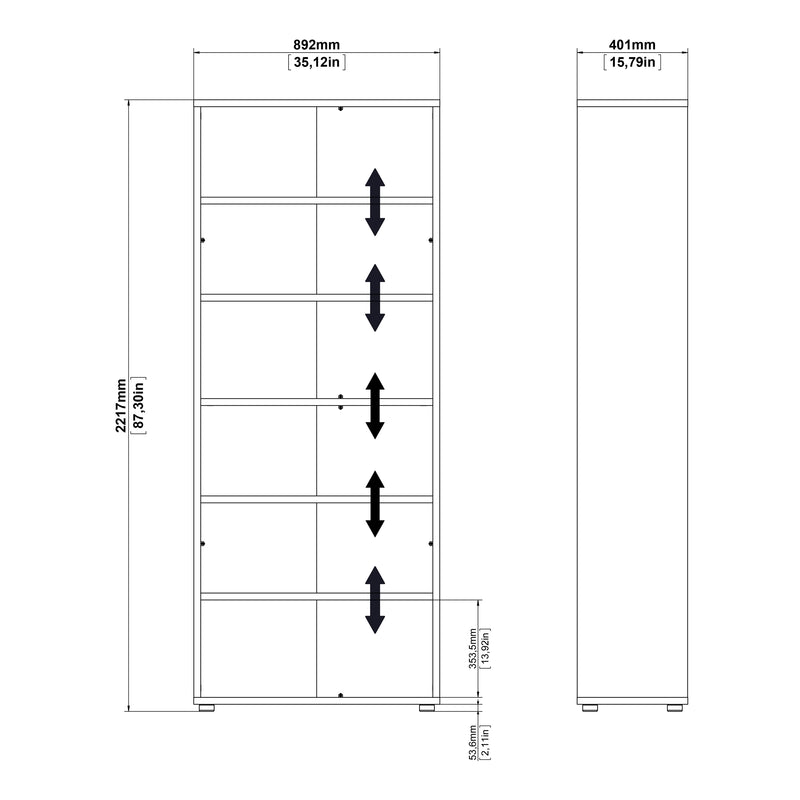 Prima Bookcase 4 Shelves with 2 Doors – White – image 9