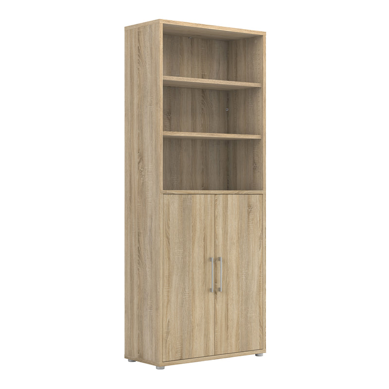 Prima Bookcase 4 Shelves with 2 Doors – Oak – image 1