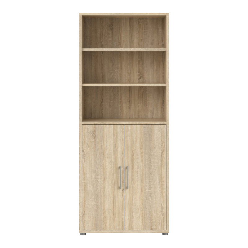 Prima Bookcase 4 Shelves with 2 Doors – Oak – image 2
