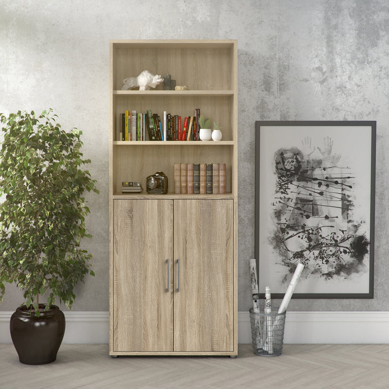Prima Bookcase 4 Shelves with 2 Doors – Oak – image 6